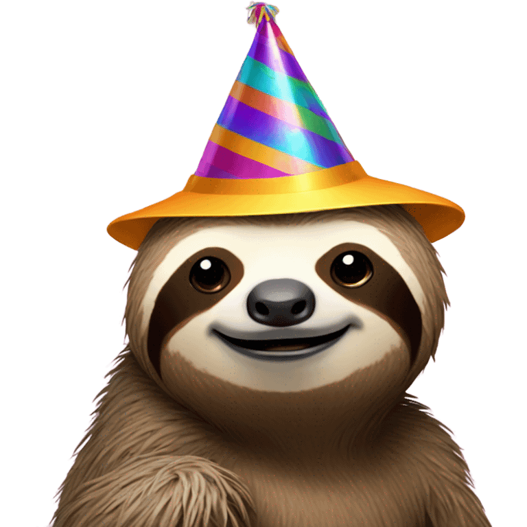 Sloth with party hat emoji