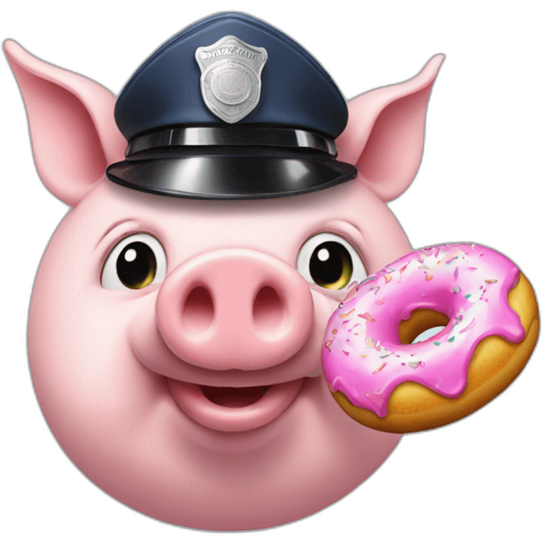 Pig with a police hat and donut emoji