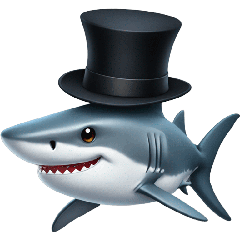 Shark with a top hat emoji