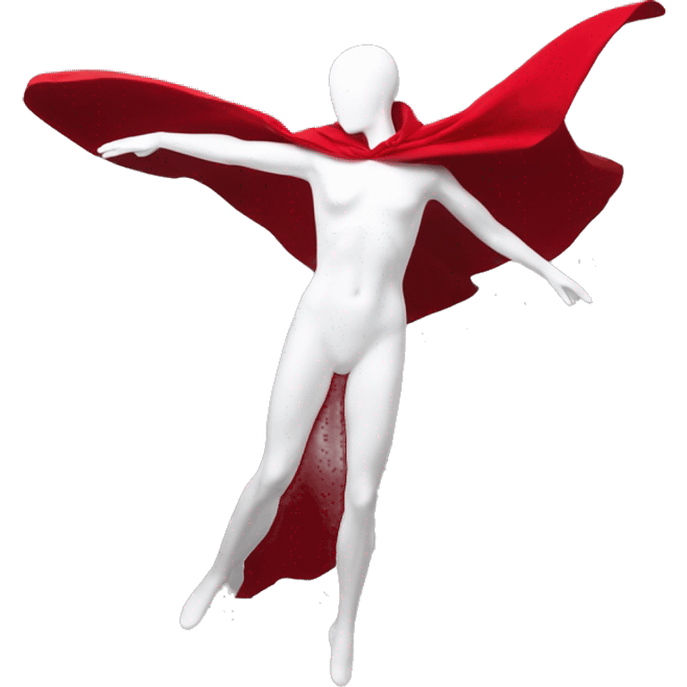 faceless white mannequin flying red cape without hood emoji