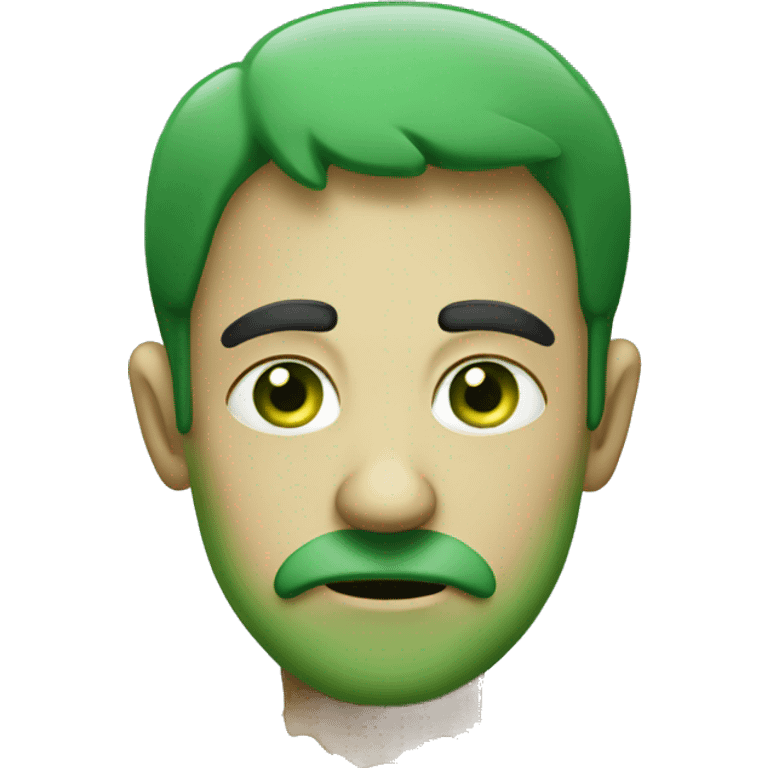 A sad man that is emitting a green misty odor emoji