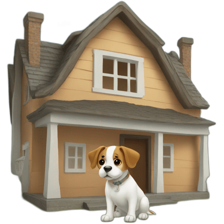 dog living in a giant house emoji