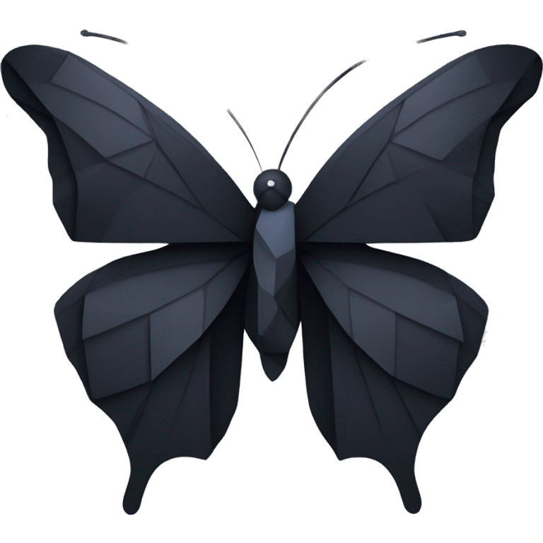 black butterfly in geometric style. wings consist of polygons emoji