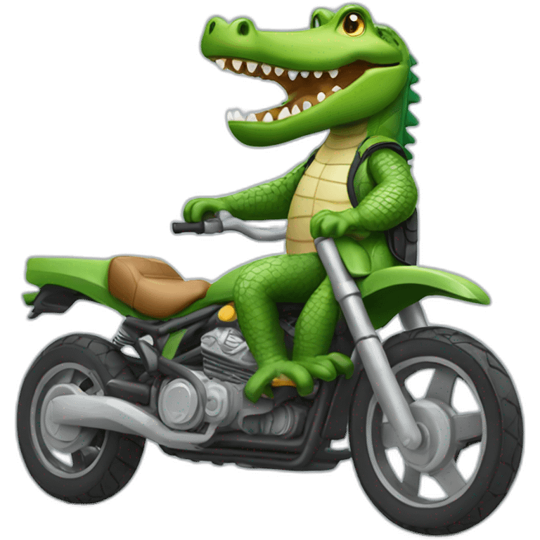 Un crocodile en moto emoji