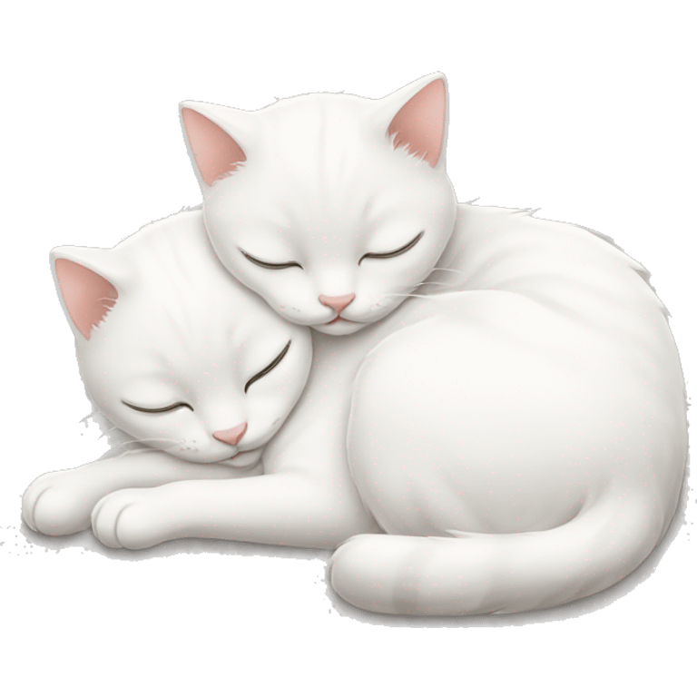 Two white cats sleeping and hugging each other  emoji