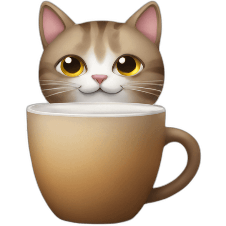 Cat drinks coffee emoji