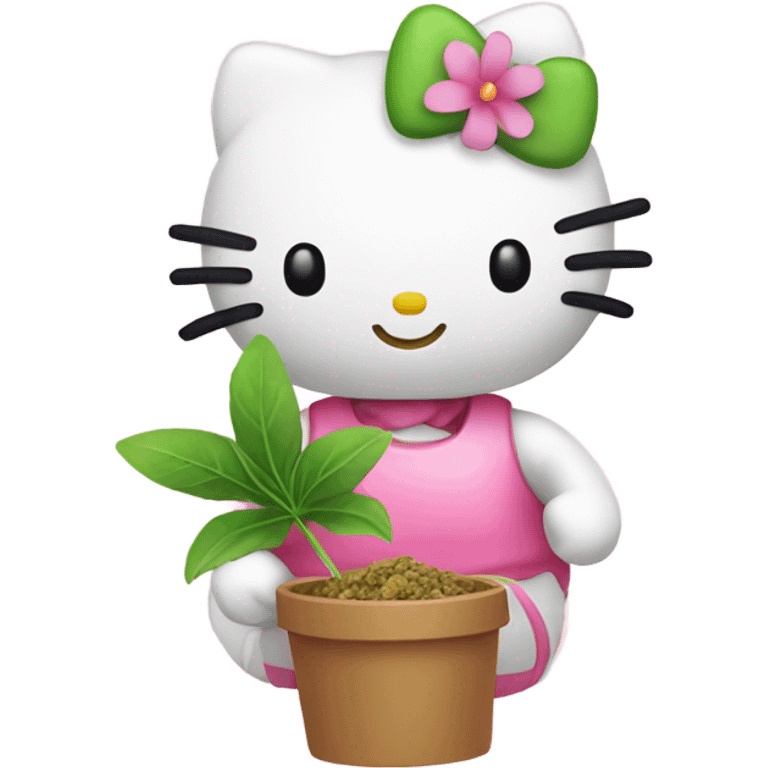 Hello kitty holding Pink herb nugget emoji