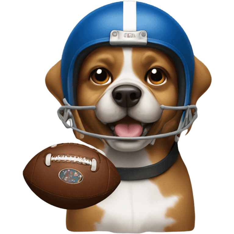 Dog with football and football helmet emoji