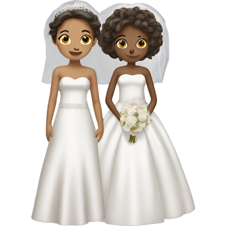 Two girls in wedding dresses emoji