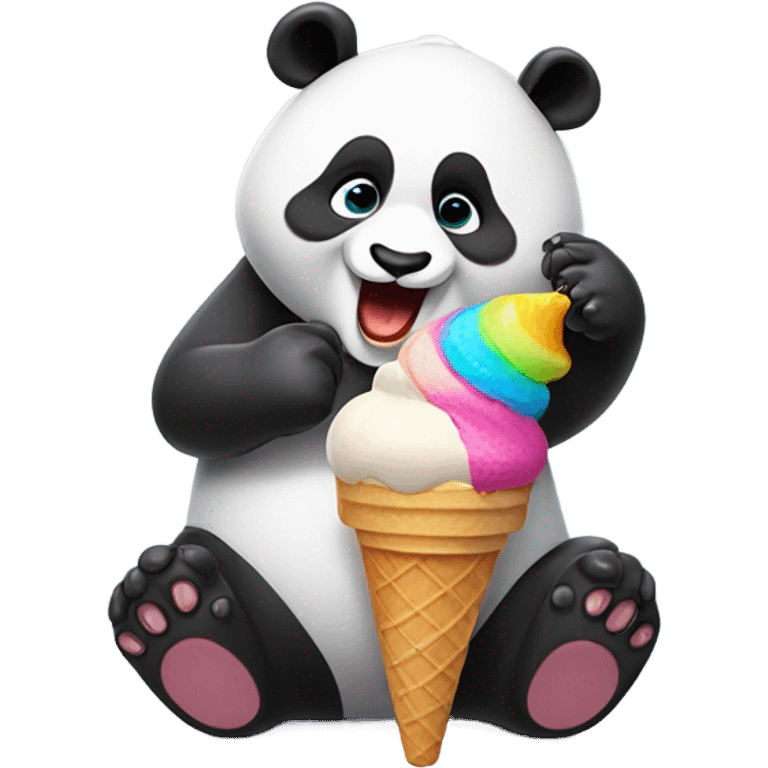 Panda eating ice cream emoji