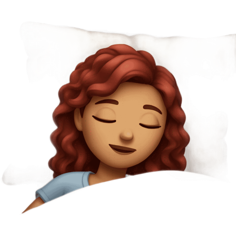 Burgundy haired girl sleeping in bed emoji