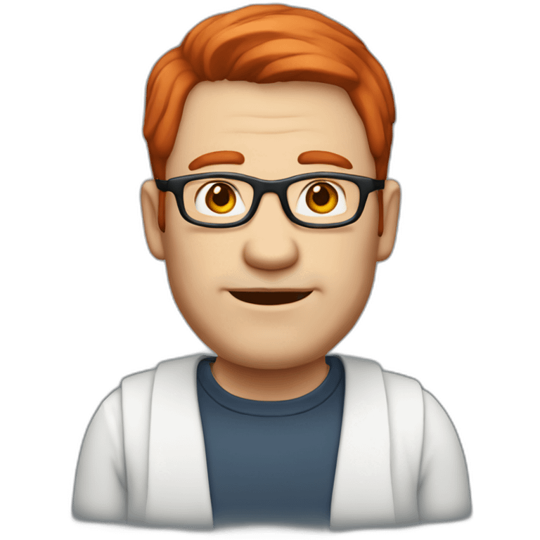 50years old men with white skin, with red hair with glasses emoji