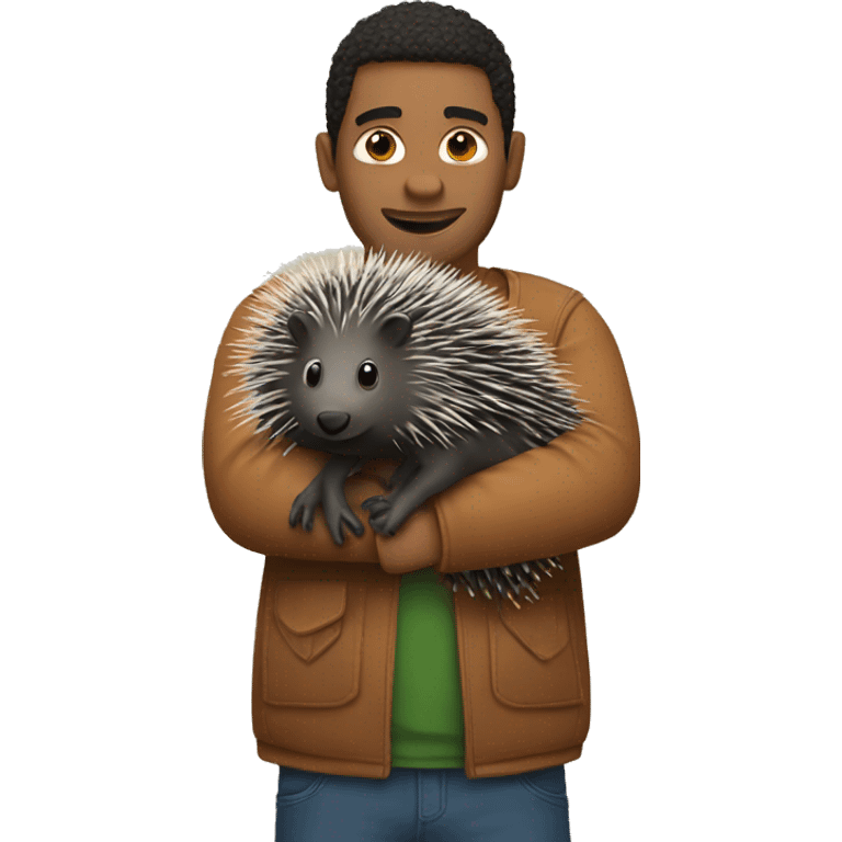 Man holding a porcupine  emoji