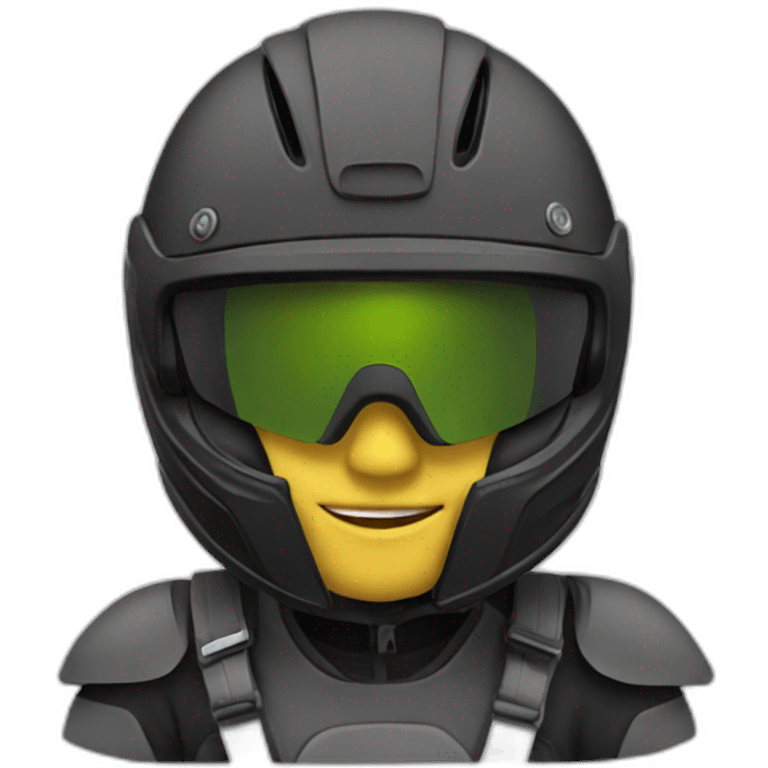 A rider with a complet helmet emoji