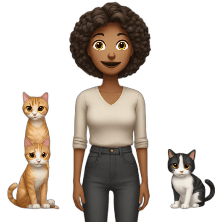 woman plus three cats emoji