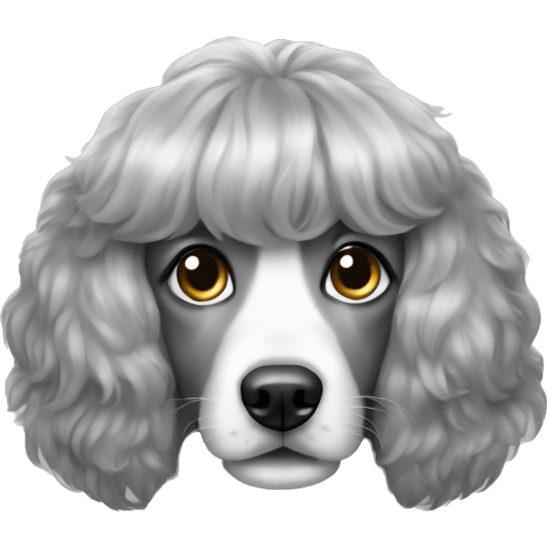 A very very grey cute dog with Wig so greatful emoji