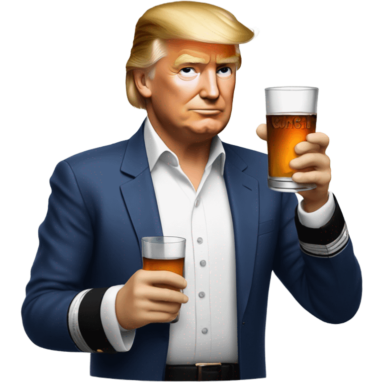 Trump drinking whiskey with Super Bowl shirt emoji