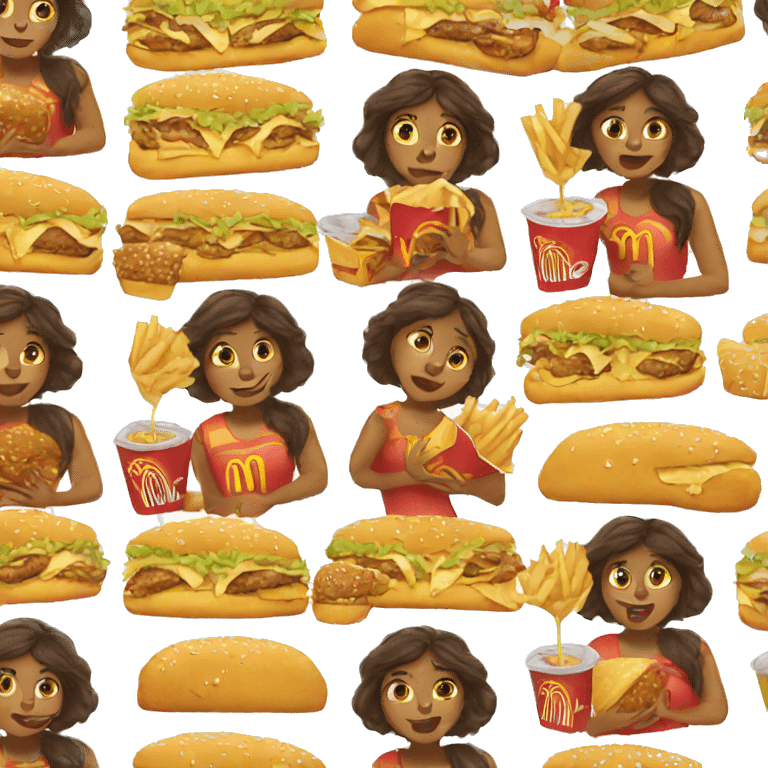  brown girl eating mcdonalds emoji