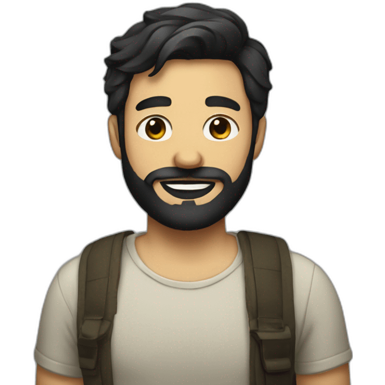 bearded and glass wearing short black hair guy emoji