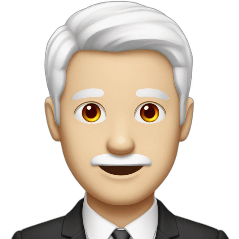 senior Boy, red eyes, White haircut, pale-skin, dark suit emoji