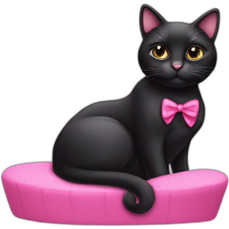 Black cat with pink coquette  emoji