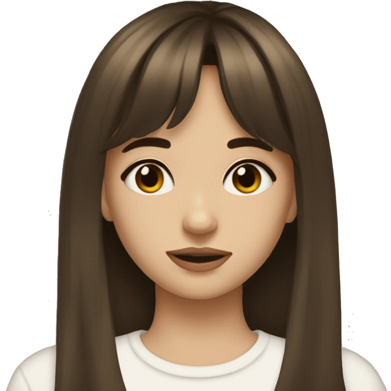 a brunette long layer with curtain bangs girl aesthetic  emoji