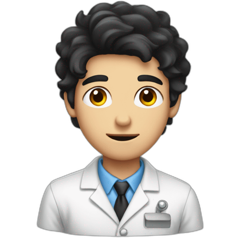 chemistry boy with black hair and his instumants on his hand emoji