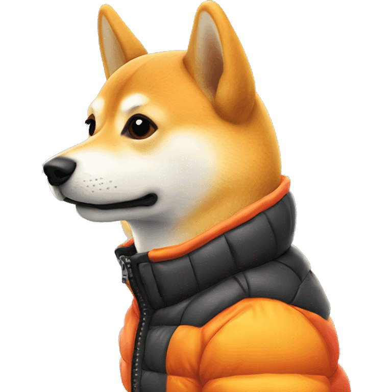 Shiba inu wearing vibrant puffer jacket profile emoji