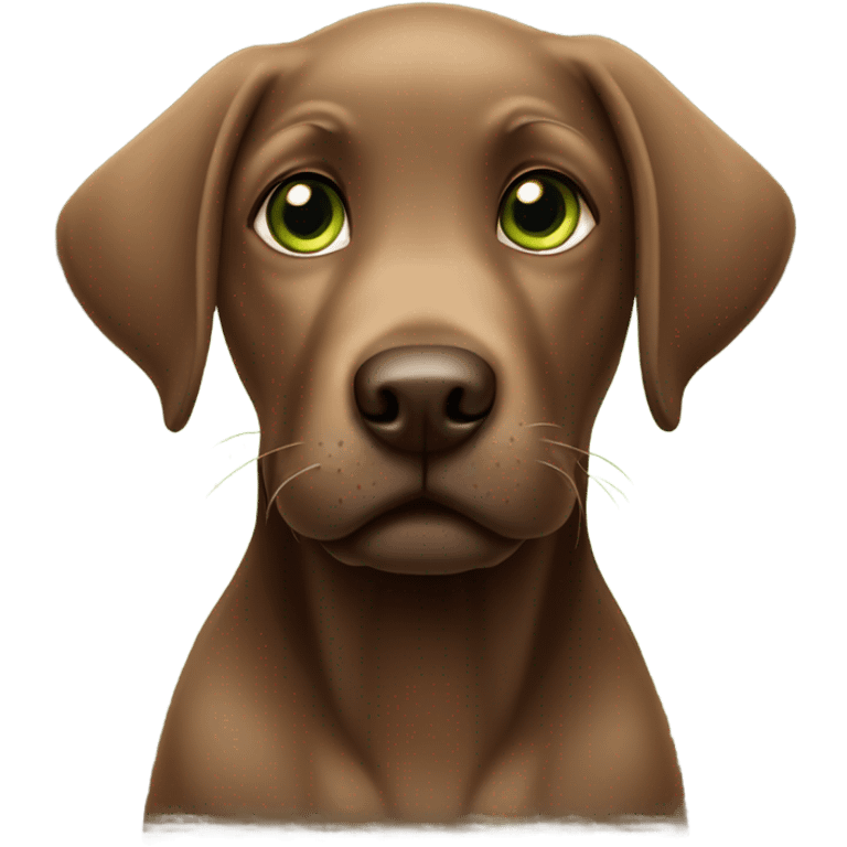 Brown Labrador puppy with green eyes emoji