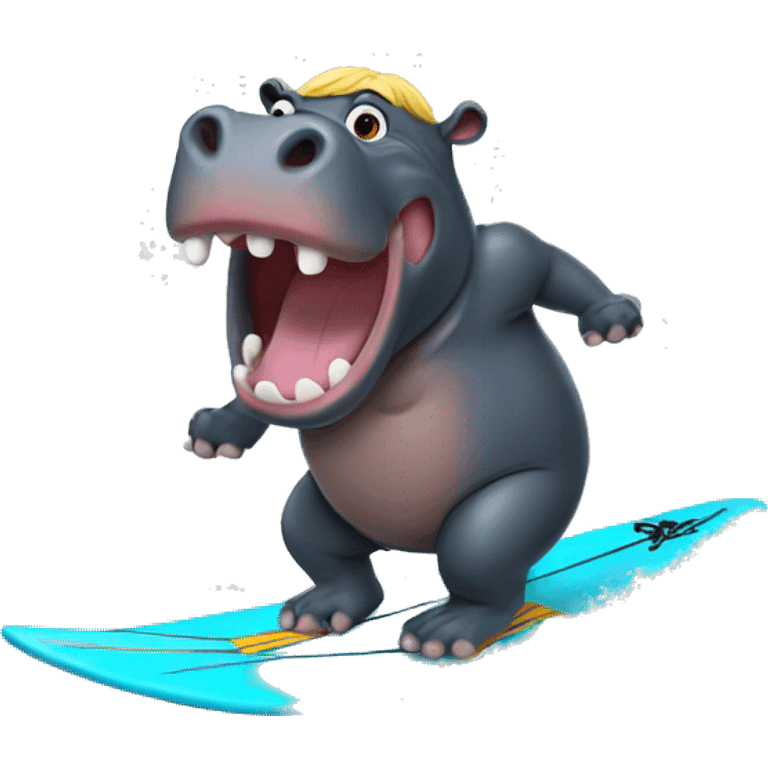 Surfing hippo emoji