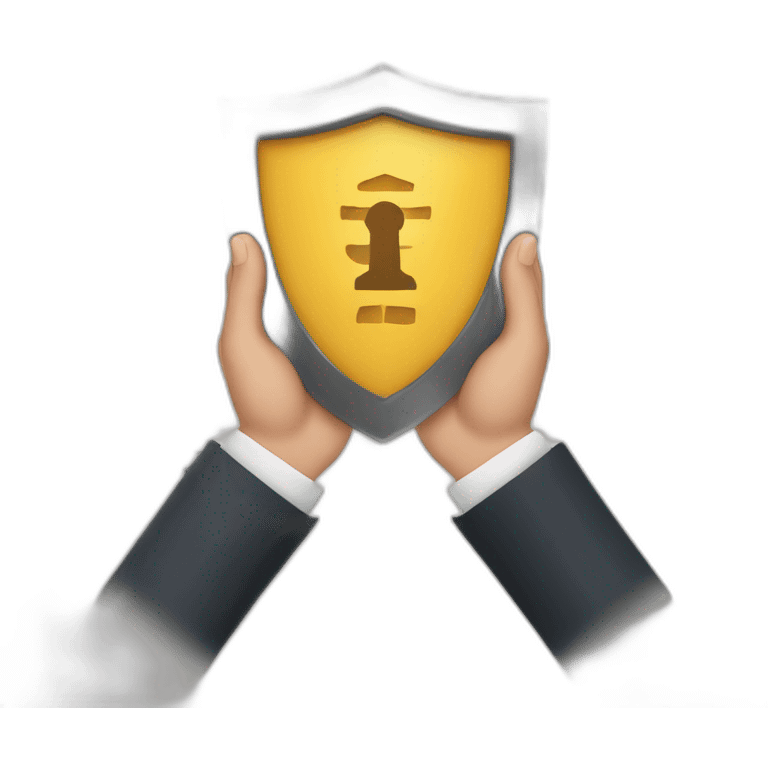 two hands holding insurance shield without triangle emoji