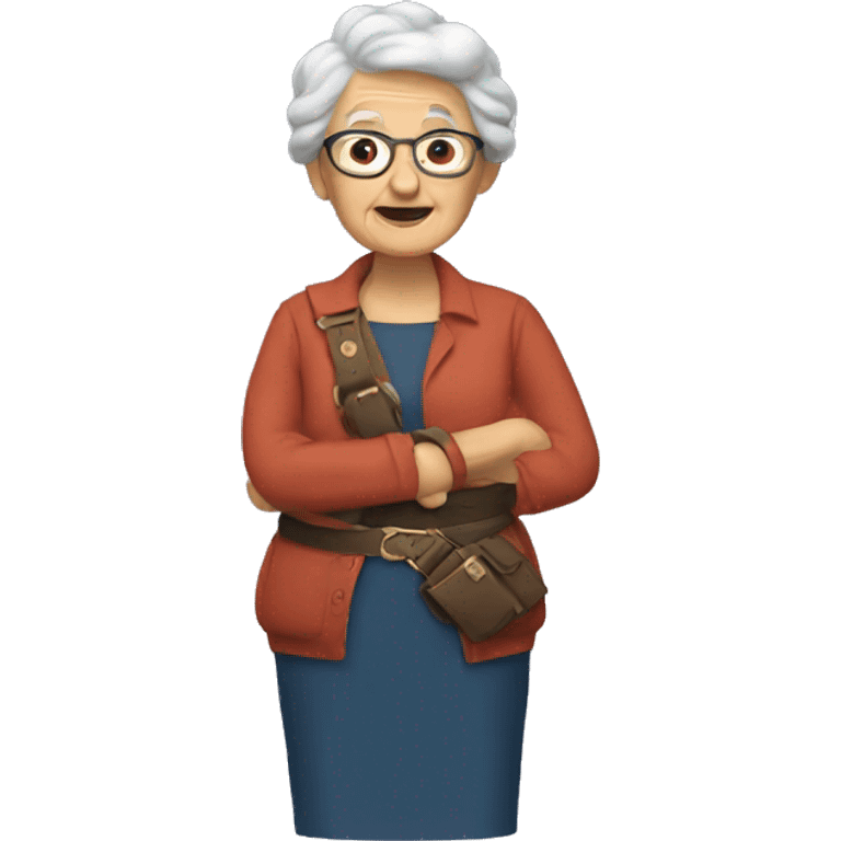 Grandma holding a belt emoji