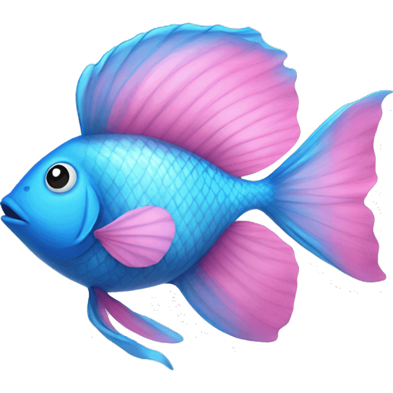 Blue fish with pink butterfly wings emoji