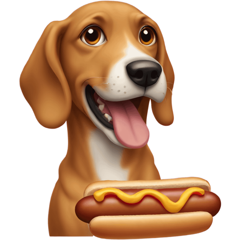 Dog eating a hot dog emoji