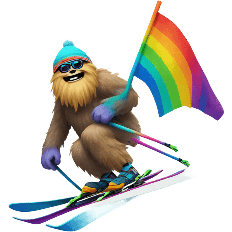 a rainbow yeti on skis  emoji