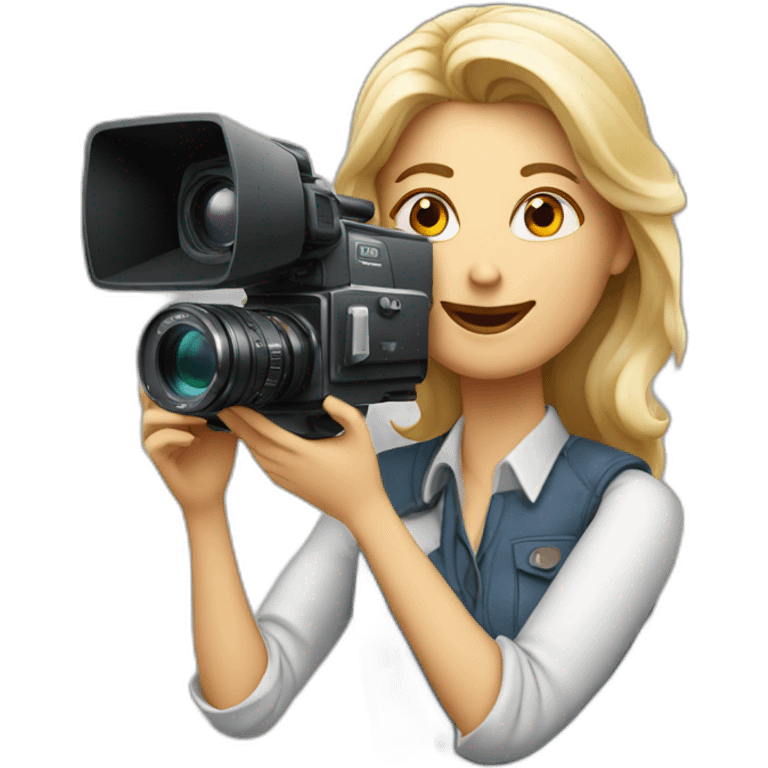 White film director woman holding a cinema camera emoji