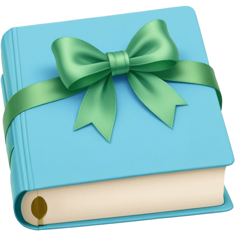 Book blue soft pastel with green ribbon  emoji