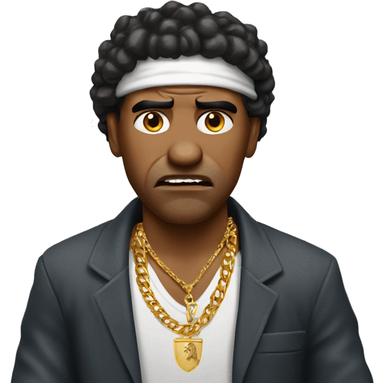 angry cuban man wearing  gold jewlery emoji