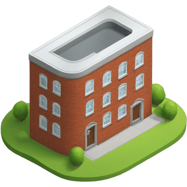 isometric redbrick curved building emoji