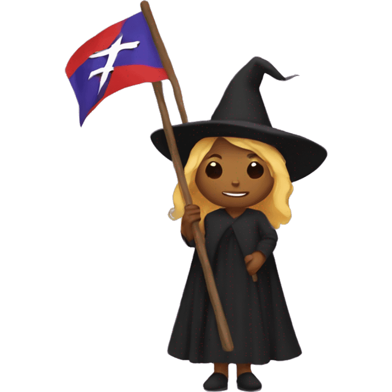 Witch holding feminism flag emoji