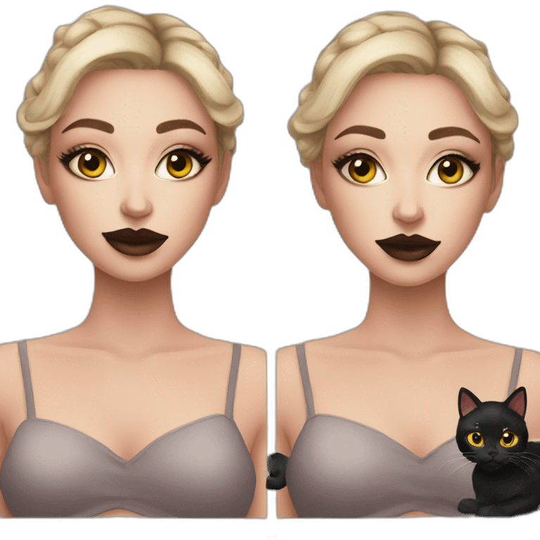 girl makeup with black cat emoji