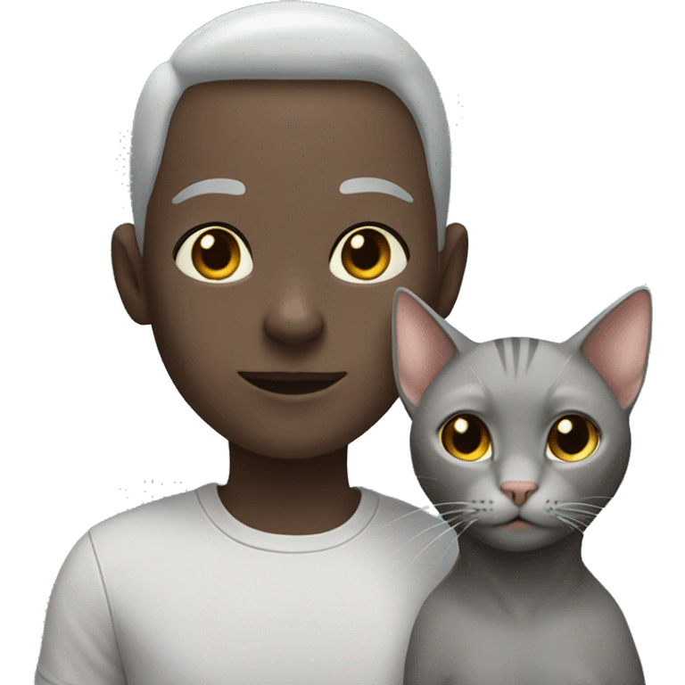 Grey cat girl and hairless cat boy emoji