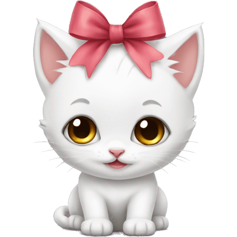 cute white kitten with bow emoji