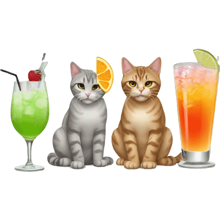 four cats drinking cocktails emoji