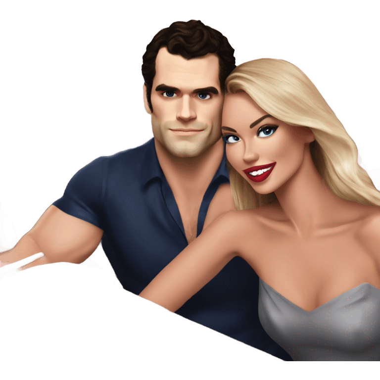 realistic photo of Henry Cavill with a beautiful  victoria secret model on a romantic sushi date emoji