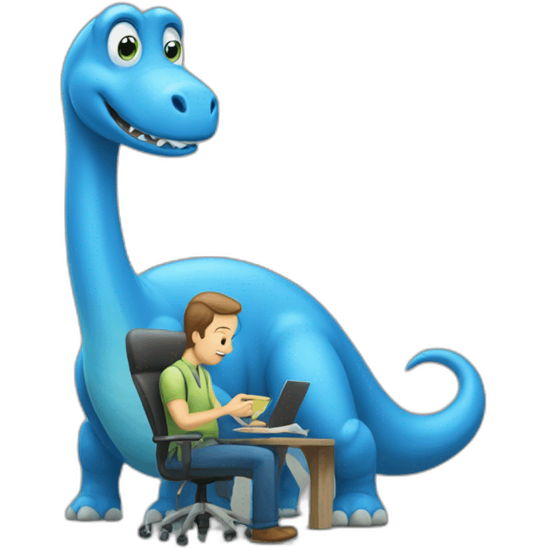 Multitasking Blue Brontosaurus emoji