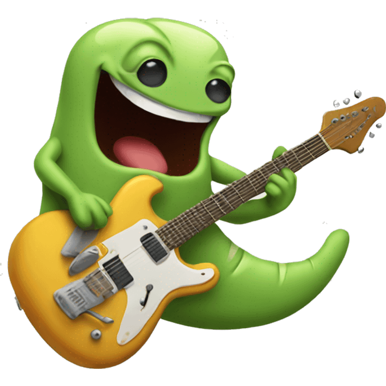 Happy slug playing electric guitar emoji