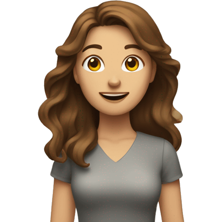 woman with brown hair waving from side of page emoji