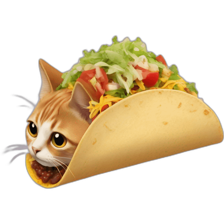 cat's head sticking out of the end of a taco emoji