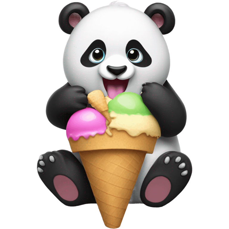 Panda eating ice cream emoji